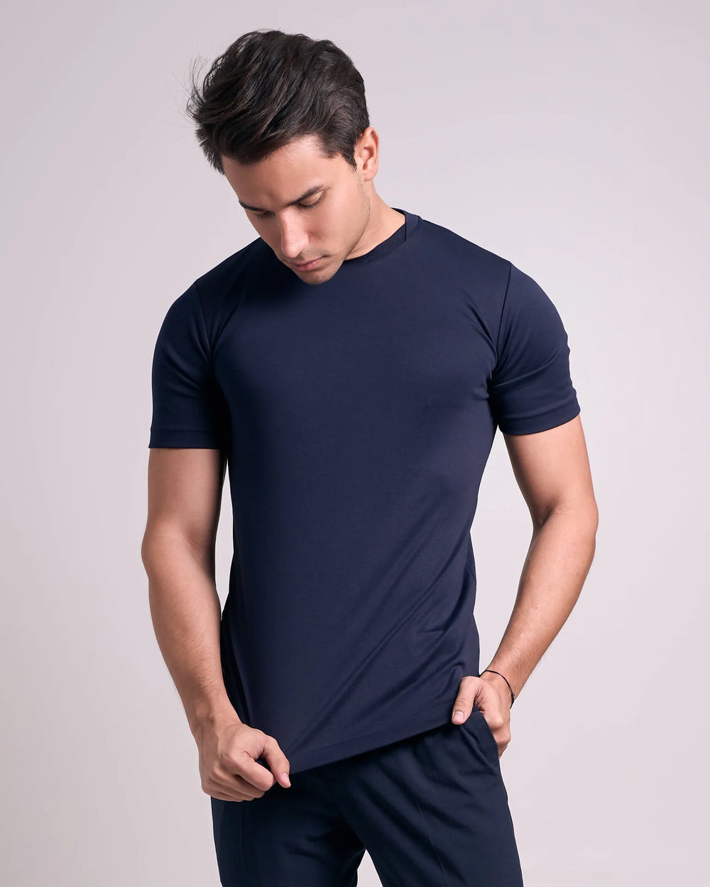 CAMISETA PIMA - GOLA CRUZADA DUPLA - MARINHO - imagem 1